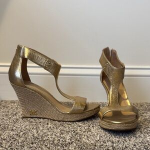 Michael Kors Metallic Gold Wedge Sandals